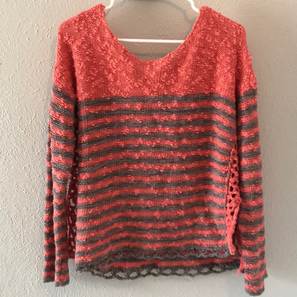 Free People Sweater- Pink and Grey Striped